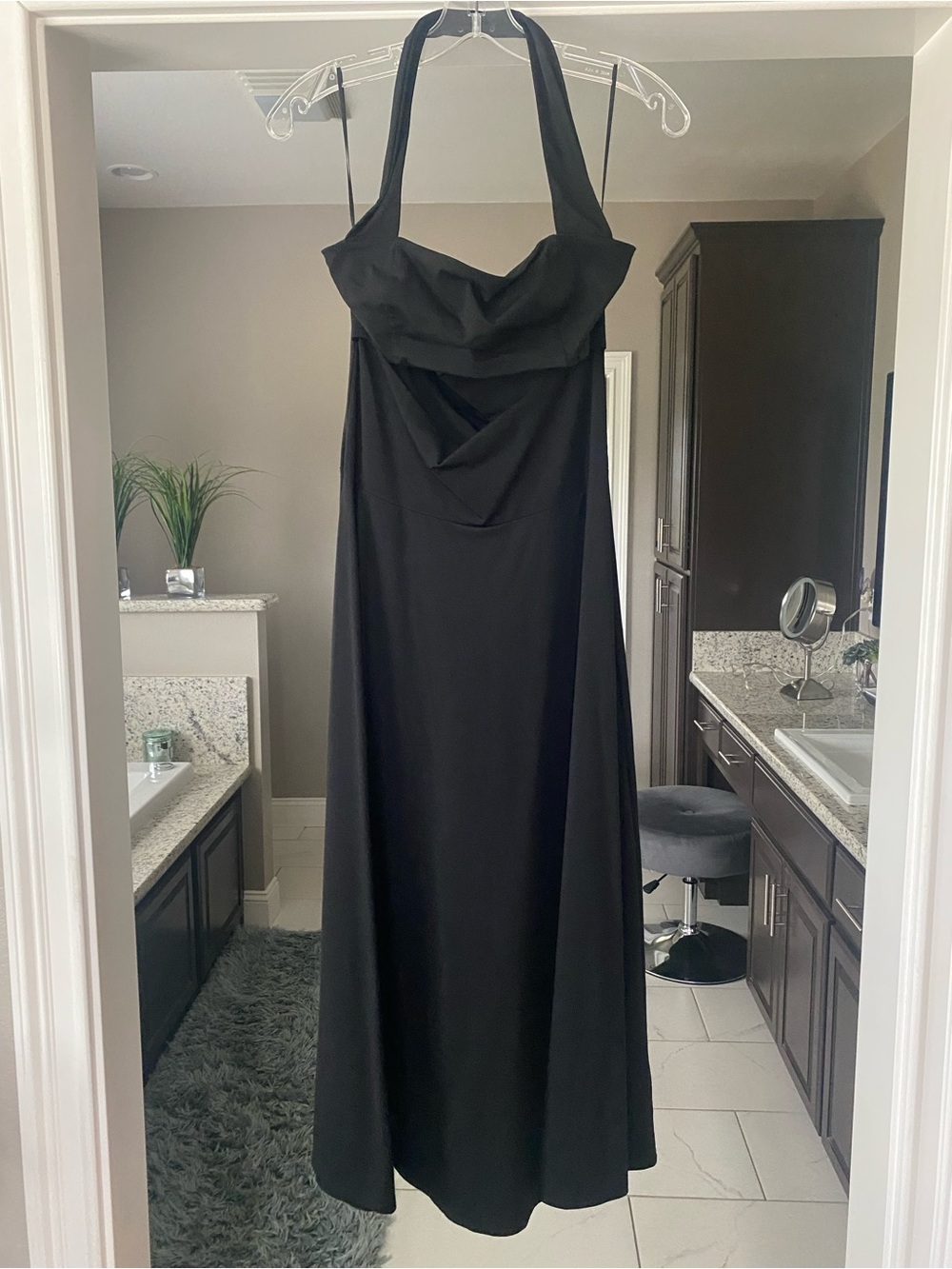 Reformation Black Draped Halter Maxi Dress